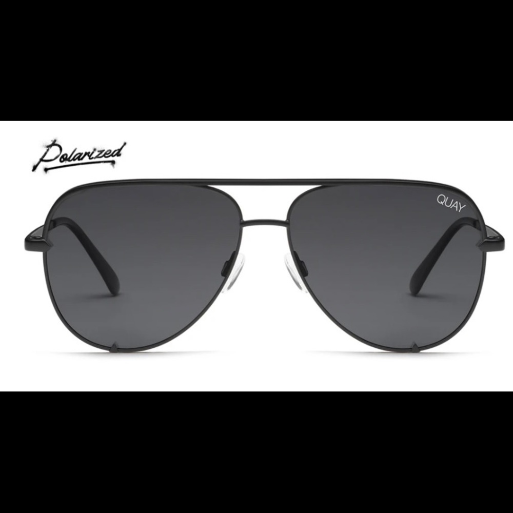 QUAY Australia Polarized High Key Sunglasses in Black Smoke